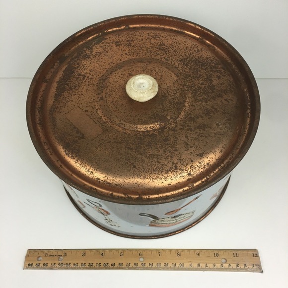 Weibro Chicago USA Lid Only Cake Cover Retro Vtg Copper White Color Rustic READ - Picture 6 of 11